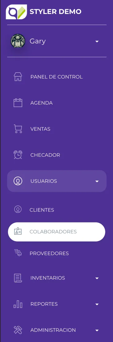 Menú Colaboradores