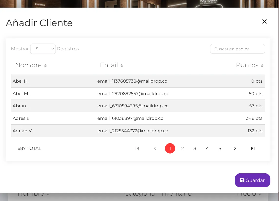 Selector de Cliente