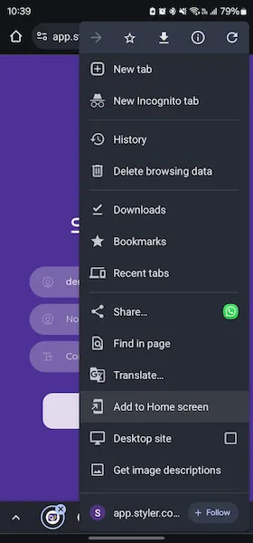 Instalar Styler en la pantalla de inicio de Android