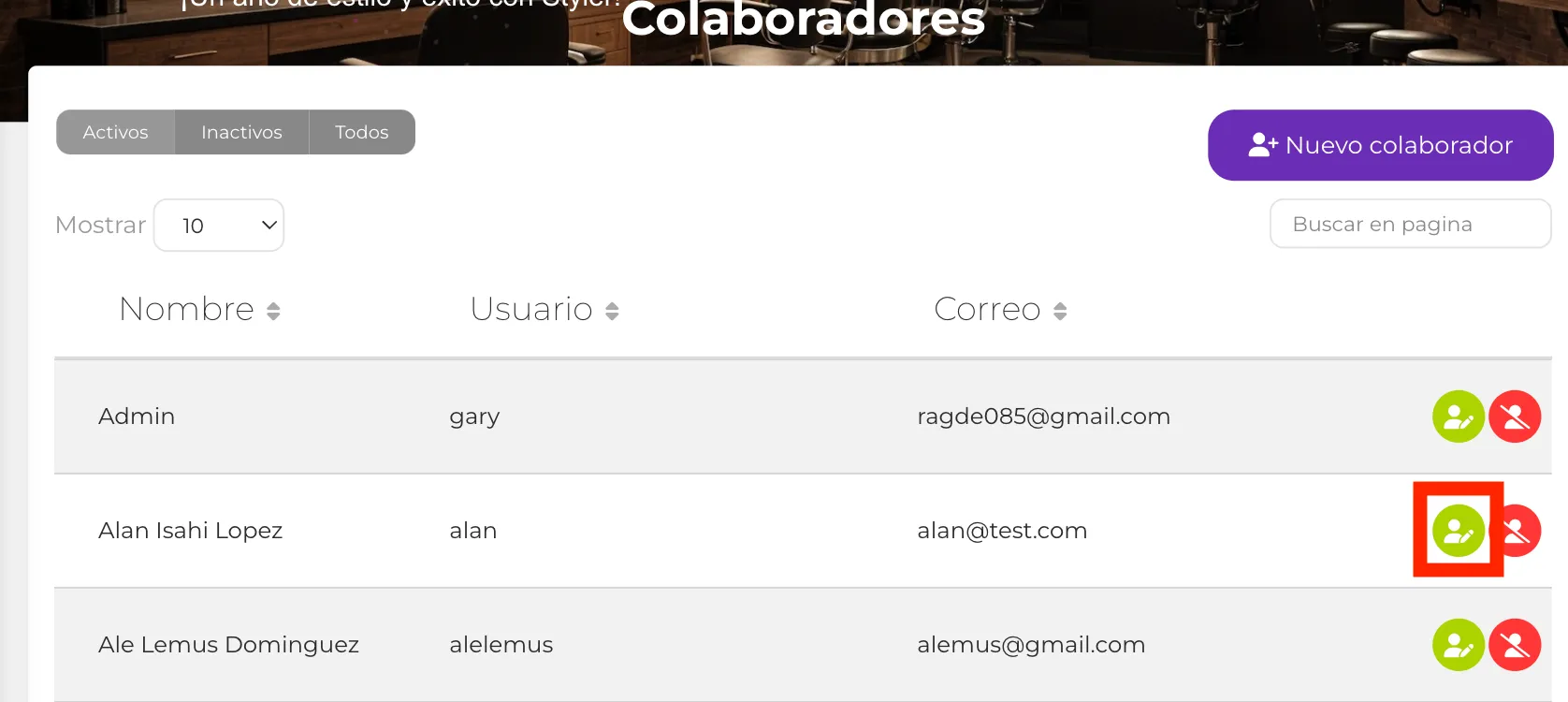 Editar Colaborador