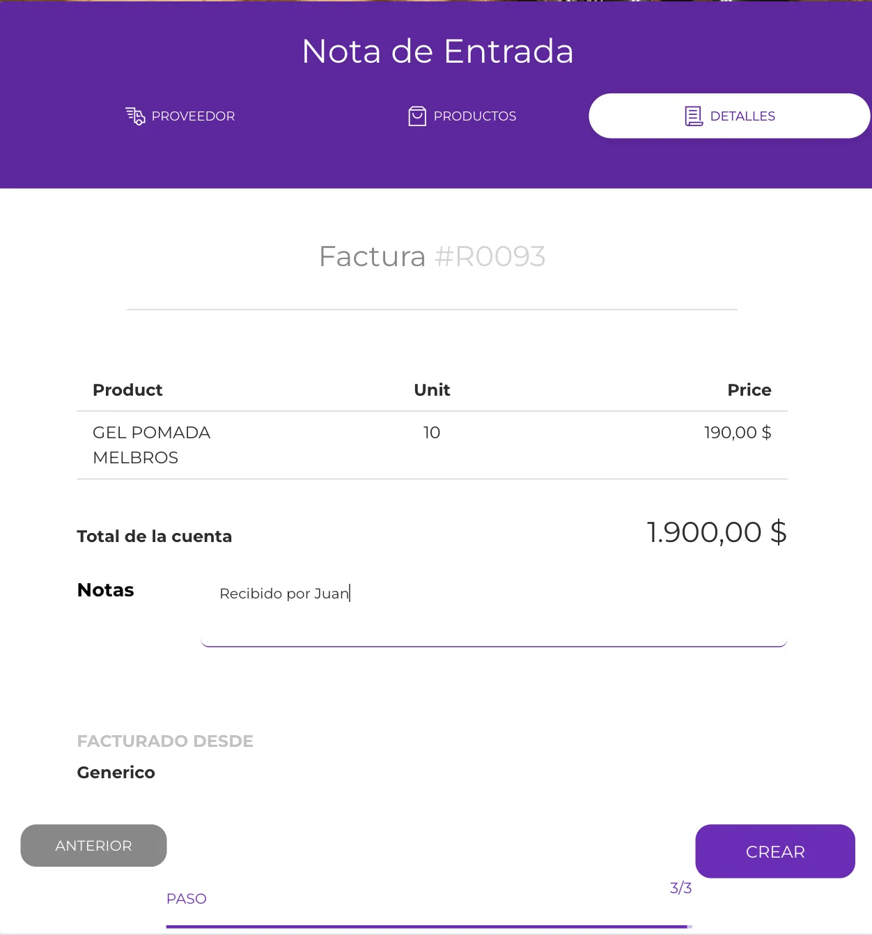 Detalles de la nota