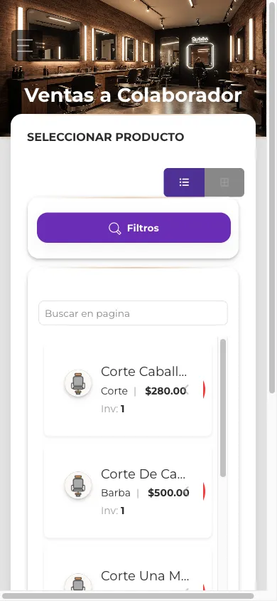Venta a colaboradores en móvil